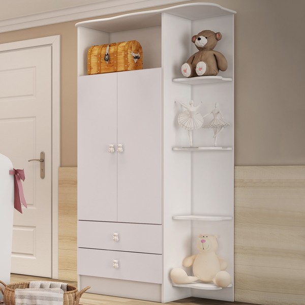 Guarda-Roupa Infantil 2 Portas 2 Gavetas Branco 1420 - Percasa