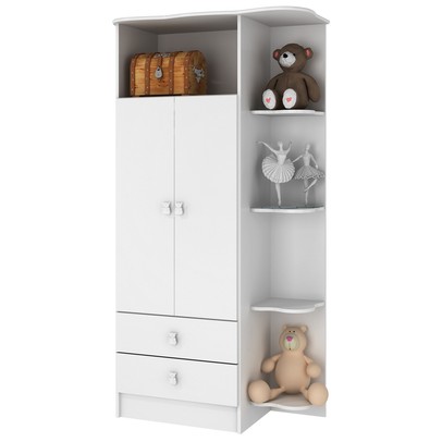 Guarda-Roupa Infantil 2 Portas 2 Gavetas Branco 1420 - Percasa