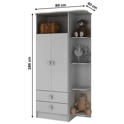 Guarda-Roupa Infantil 2 Portas 2 Gavetas Branco 1420 - Percasa