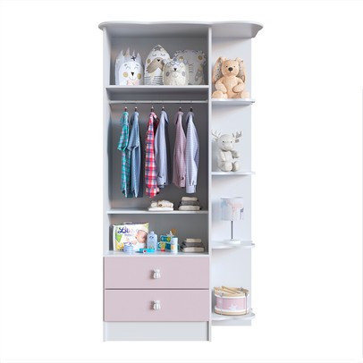 Guarda-Roupa Infantil 2 Portas 2 Gavetas Rosa 1420 - Percasa