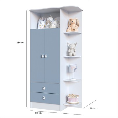 Guarda-Roupa Infantil 2 Portas 2 Gavetas Azul 1420 - Percasa