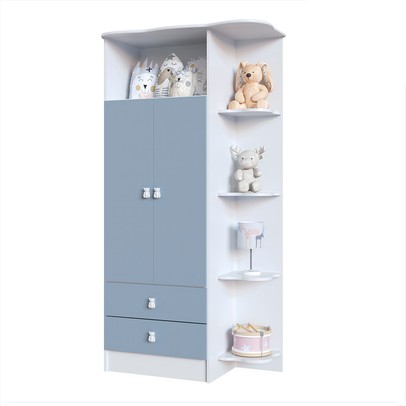 Guarda-Roupa Infantil 2 Portas 2 Gavetas Azul 1420 - Percasa