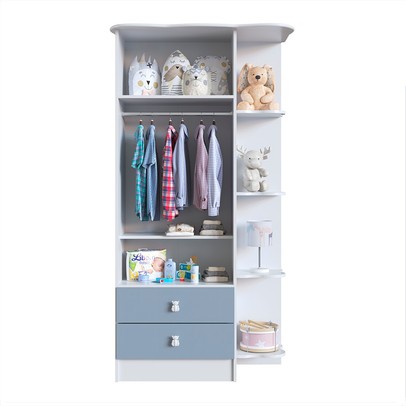 Guarda-Roupa Infantil 2 Portas 2 Gavetas Azul 1420 - Percasa