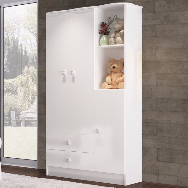Guarda-Roupa Infantil 3 Portas 2 Gavetas Branco 1410 - Percasa