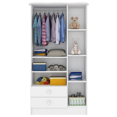Guarda-Roupa Infantil 3 Portas 2 Gavetas Branco 1410 - Percasa
