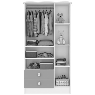 Guarda-Roupa Infantil 3 Portas 2 Gavetas Rosa 1410 - Percasa