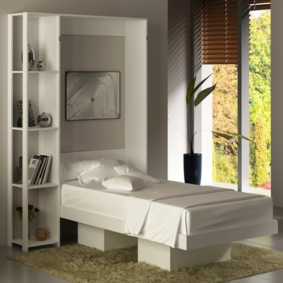 Cama de Solteiro Articulável 4 Prateleiras Branco Cm8013 - Tecno Mobili