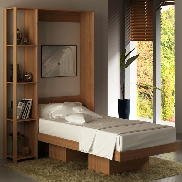 Cama de Solteiro Articulável 4 Prateleiras Amêndoa Cm8013 - Tecno Mobili