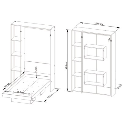 Cama de Solteiro Articulável 4 Prateleiras Amêndoa Cm8013 - Tecno Mobili