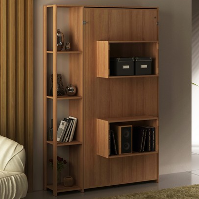 Cama de Solteiro Articulável 4 Prateleiras Amêndoa Cm8013 - Tecno Mobili