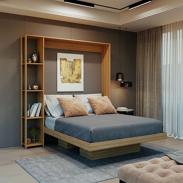 Cama de Casal Articulável 4 Prateleiras Amêndoa Cm8014 - Tecno Mobili