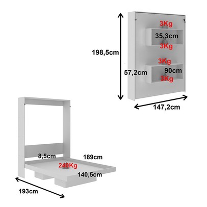 Cama de Casal Articulável Branco Cm8016 - Tecno Mobili