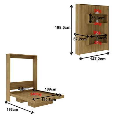 Cama de Casal Articulável Amêndoa Cm8016 - Tecno Mobili