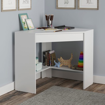 Mesa Escrivaninha de Canto 1 Gaveta Branco Me4169 - Tecno Mobili