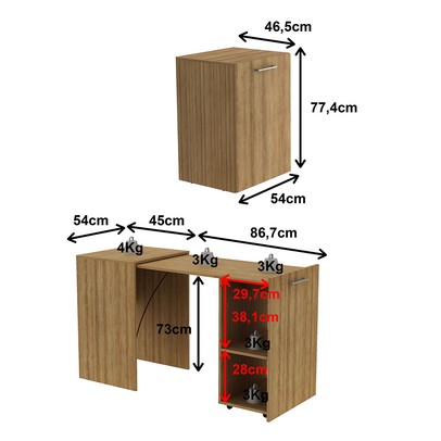 Armário para Escritório Retrátil 1 Prateleira Amêndoa Me4170 -  Tecno Mobili