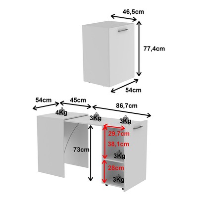 Armário para Escritório Retrátil 1 Prateleira Branco Me4170 - Tecno Mobili