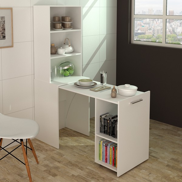 Mesa Escrivaninha Articulável 1 Porta Branco Me4171 - Tecno Mobili