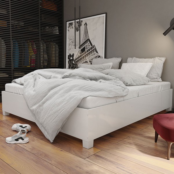 Cama de Casal Dinamarca Branco - Panorama Móveis