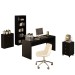 Conjunto Home Office 4 Peças com 1 Mesa, 1 Estante, 1 Gaveteiro e 1 Armário para Escritório Preto - Pnr Móveis