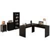 Conjunto Home Office 4 Peças com 1 Mesa em L, 1 Estante, 1 Gaveteiro e 1 Armário para Escritório Preto - Pnr Móveis