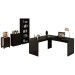 Conjunto Home Office 4 Peças com 1 Mesa em L, 1 Estante, 1 Gaveteiro e 1 Armário para Escritório Preto - Pnr Móveis