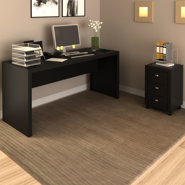 Conjunto Home Office 2 Peças com 1 Mesa e 1 Gaveteiro Preto -  Pnr Móveis
