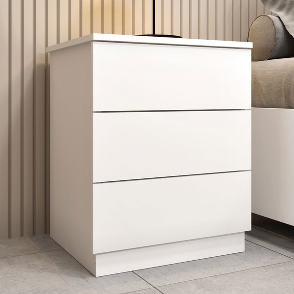 Mesa de Cabeceira Veronna 3 Gavetas Neve - Tcil Móveis