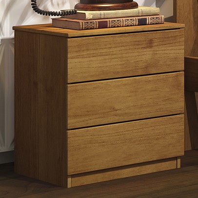 Mesa de Cabeceira Veronna 3 Gavetas Cinamomo - Tcil Móveis