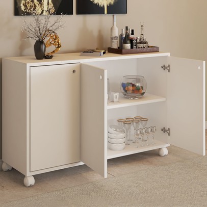 Balcão Buffet Roma 3 Portas Branco - Pnr Móveis