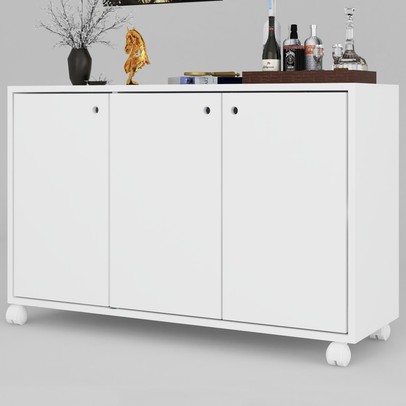 Balcão Buffet Roma 3 Portas Branco - Pnr Móveis