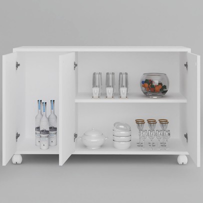 Balcão Buffet Roma 3 Portas Branco - Pnr Móveis