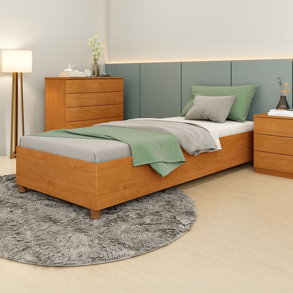 Cama Box Solteiro Mônaco Cinamomo - Tcil Móveis