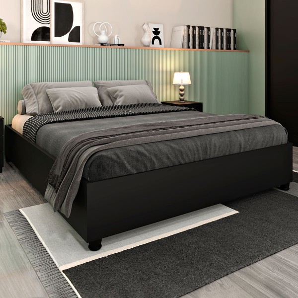 Base de Cama Box Casal Mônaco Preto Fosco - Tcil Móveis
