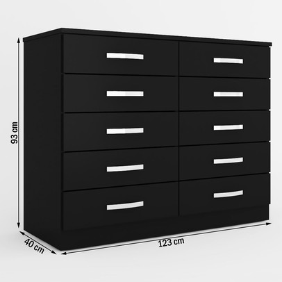 Cômoda 10 Gavetas Dunas Preto - Pnr Móveis