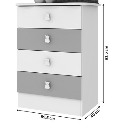 Cômoda Infantil 4 Gavetas Branco 1320 - Percasa