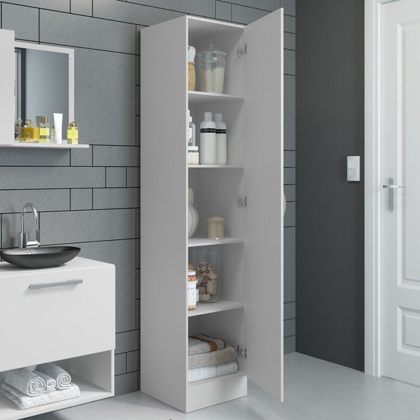 Armário Multiuso 1 Porta 4 Prateleiras Branco 802 - Soluzione