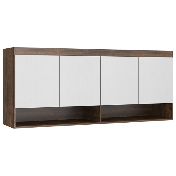 Armário Aéreo para Quarto 4 Portas 2 Nichos Castanho Demolição/Branco Tx 6003 - Soluzione