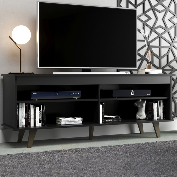 Rack para TV Até 75 Polegadas Atlanta 2 Prateleiras Preto - Jcarvalho