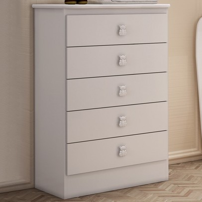 Cômoda Infantil 5 Gavetas Branco 1340 - Percasa
