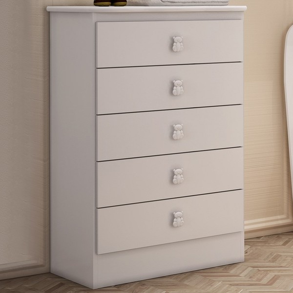 Cômoda Infantil 5 Gavetas Branco 1340 - Percasa