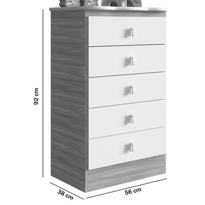 Cômoda Infantil 5 Gavetas Branco 1340 - Percasa