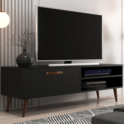 Rack para TV Até 43 Polegadas Miami 1 Porta 1 Prateleira Preto - Jcarvalho