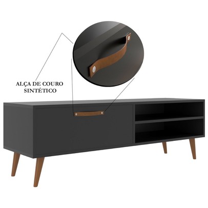 Rack para TV Até 43 Polegadas Miami 1 Porta 1 Prateleira Preto - Jcarvalho