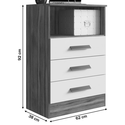 Cômoda 3 Gavetas Fresno/Branco 1330 - Percasa
