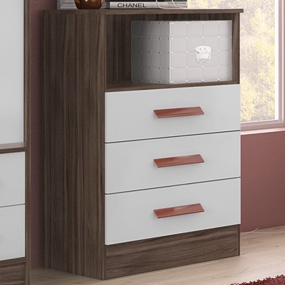 Cômoda 3 Gavetas Carvalho/Branco 1330 - Percasa