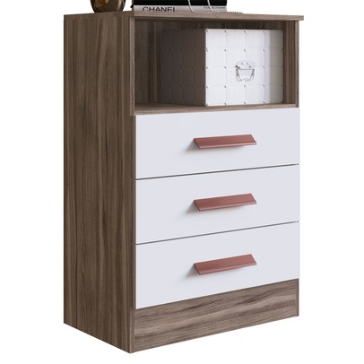 Cômoda 3 Gavetas Carvalho/Branco 1330 - Percasa