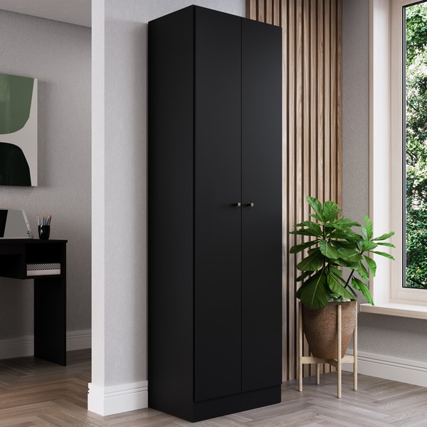 Armário Multiuso Xangai 2 Portas Preto Fosco - Genialflex