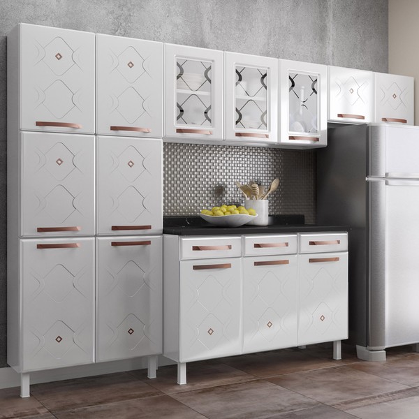Cozinha de Aço Completa Mirage New 14 Portas 3 Gavetas Branco - Telasul