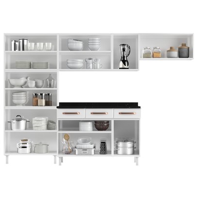 Cozinha de Aço Completa Mirage New 14 Portas 3 Gavetas Branco - Telasul