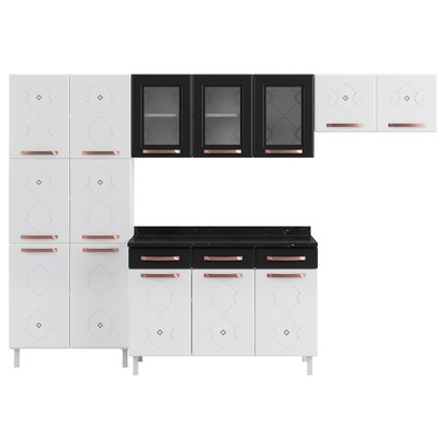 Cozinha de Aço Completa Mirage New 14 Portas 3 Gavetas Branco/Preto - Telasul